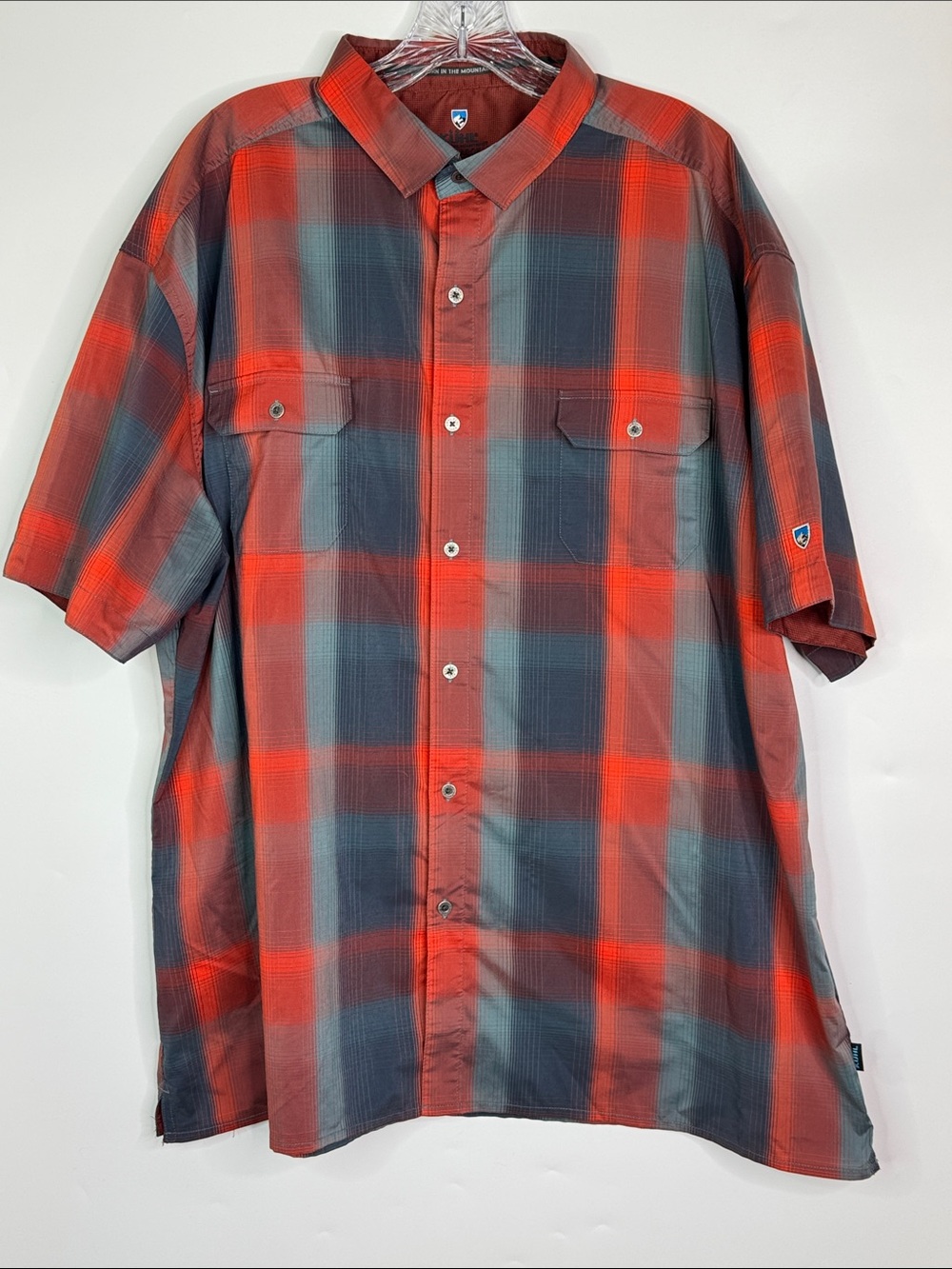 Kuhl Response Red Plaid Short Sleeve Button Up Shirt XXXL